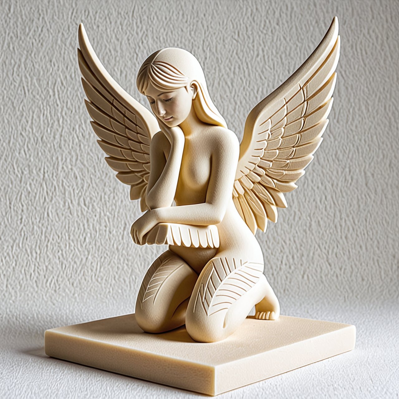 Angelo Intaglio Contemplativo – Angel 3D Sculpture