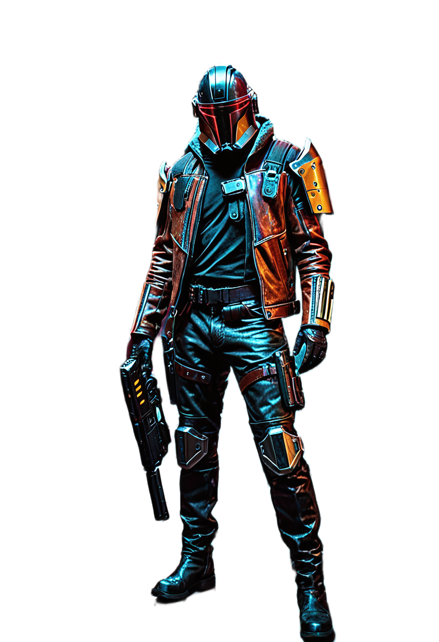# Miniatura Cacciatore di Taglie in Stile Sci-Fi con Casco e Blaster # Sci-Fi Bounty Hunter Miniature with Helmet and Blaster